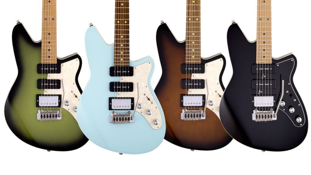 Reverend Six Gun HPP con una humbucker y dos P90. Avocado Burst, Chronic Blue, Coffee Burst y Midnight Black