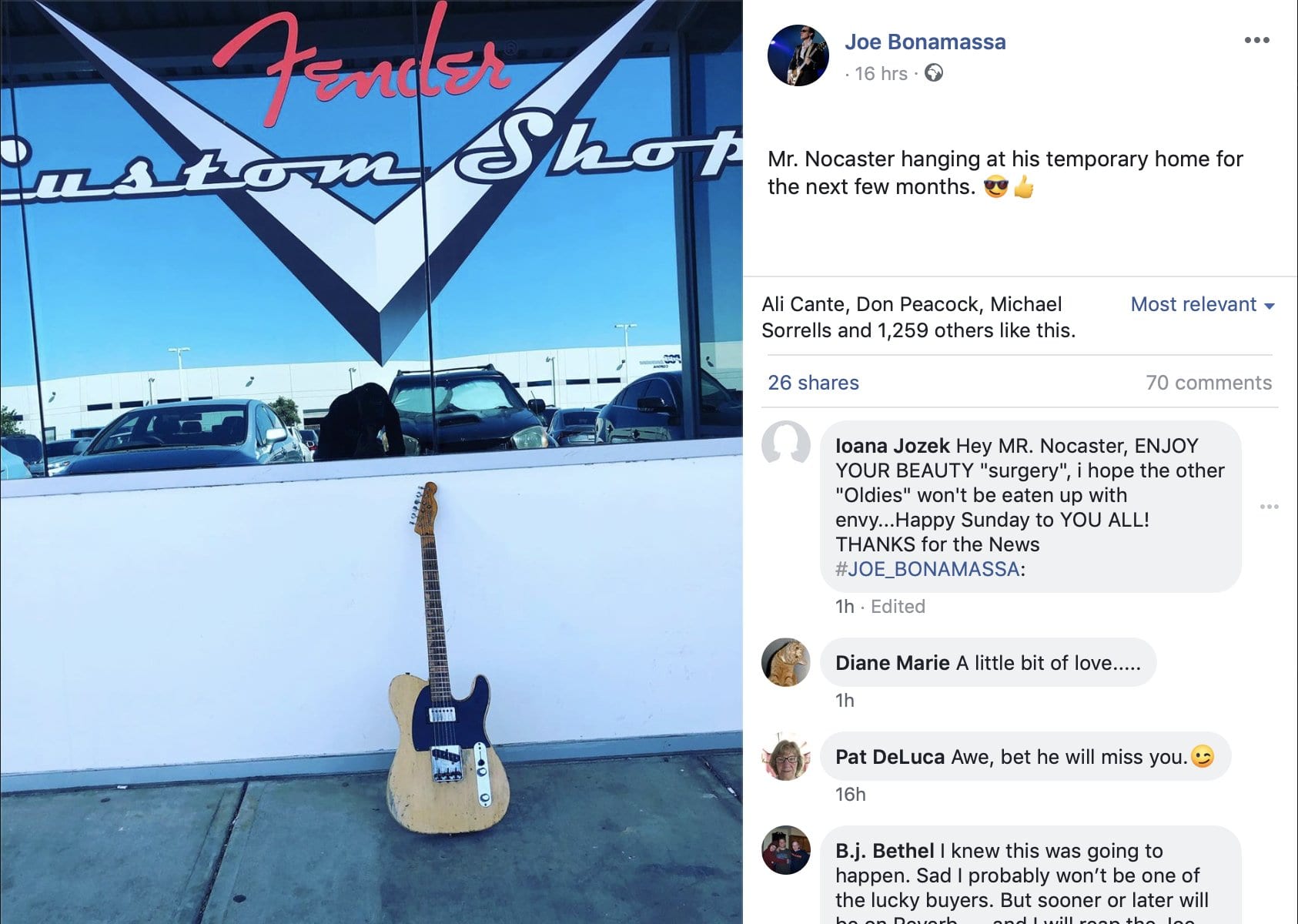 Joe Bonamassa insinuando una Nocaster de la Fender Custom Shop