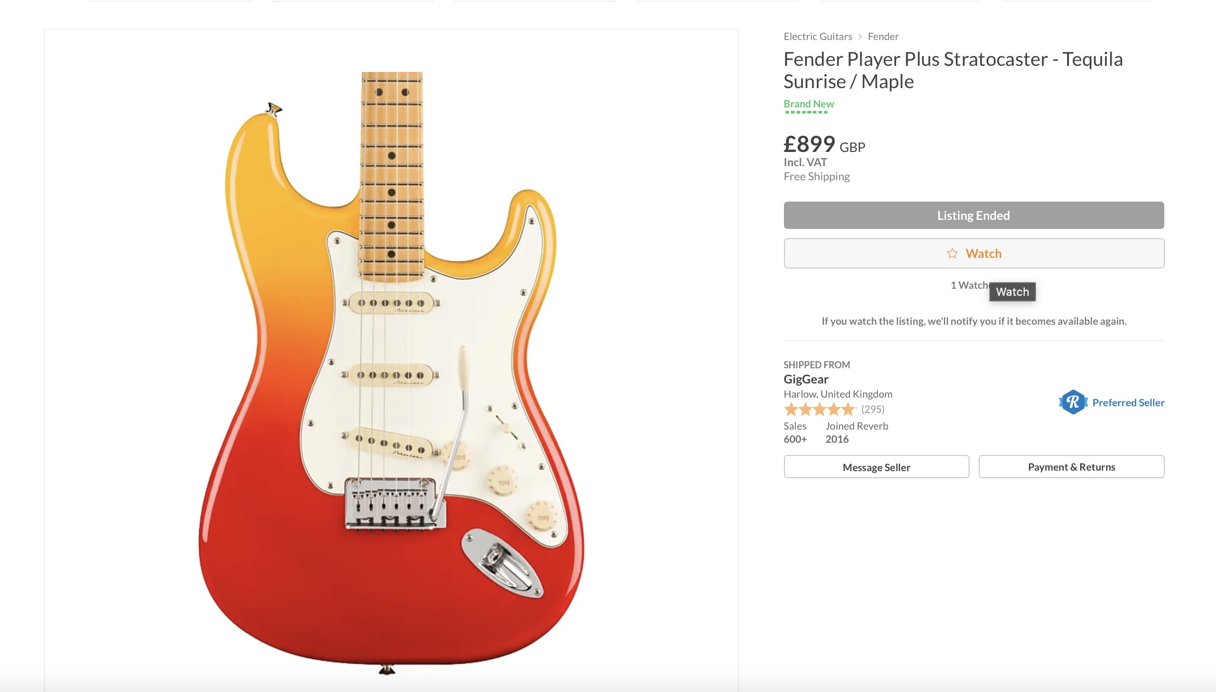 Fender Player Plus Stratocaster - Tequila Sunrise : Arce