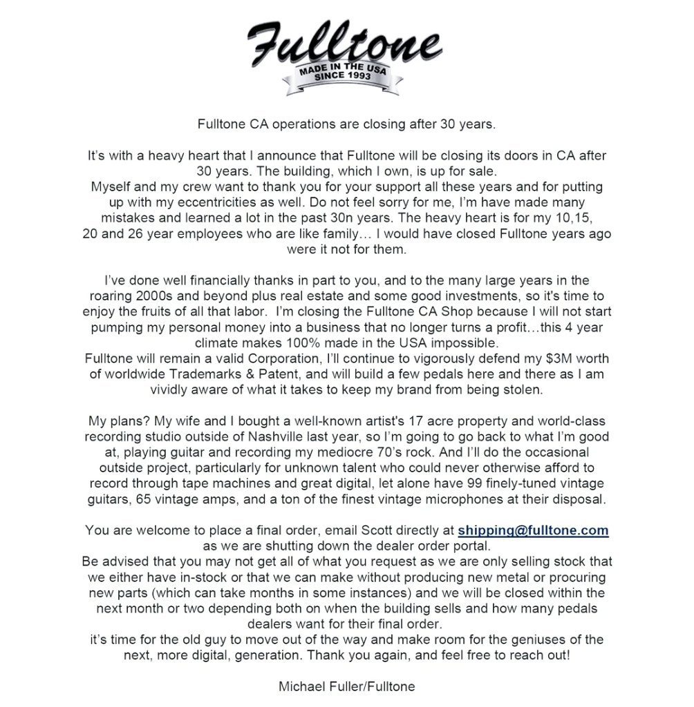 ¿Declaración de Fulltone?
